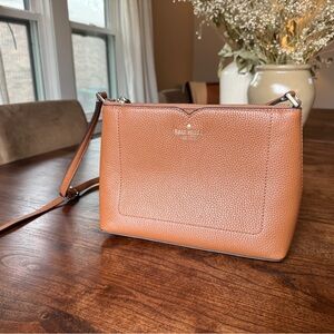 Kate Spade Harlow Crossbody Bag in Brown Pebbled Leather